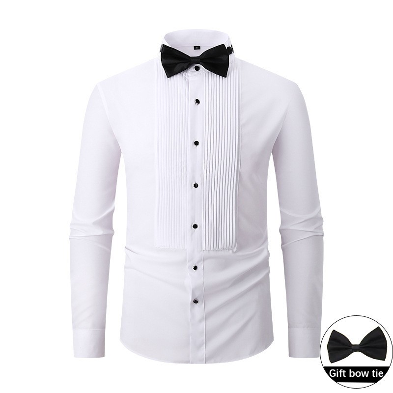 Cross-Border Popular Dress Shirts, White Long-Sleeve Tuxedo Shirts for Men, Wedding Shirts, Plus-Size Men's Clothing, Groomsmen Group Outfits Wholesale Cross-Border Popular Dress Shirts, White Long-Sleeve Tuxedo Shirts for Men, Wedding Shirts, Plus-Size Men's Clothing, Groomsmen Group Outfits Wholesale
