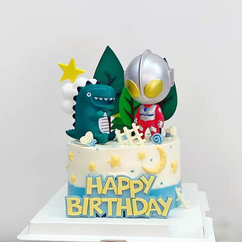 Superman Cake Decoration Set Q-version Salty Egg Superman Monster Silicone Version Small Dinosaur Birthday Ornament Accessory