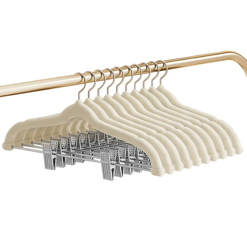 Hoje en casa percha de ropa de flocado sin marcas antideslizante pantalones colgantes de pantalones percha de ropa ajustable percha de ropa de flocado