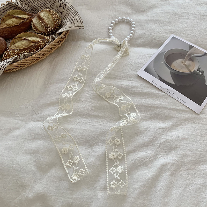 Bufandas de encaje femeninas coreanas de primavera y otoño universal moda bufandas de cuello cuello collar de perlas cuello de cabello