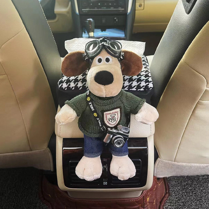 Caja de cartón para coche, caja de reposabrazos, caja de pañuelos, sentido de muñeca lindo creativo, decoración interior del coche, decoración para coche