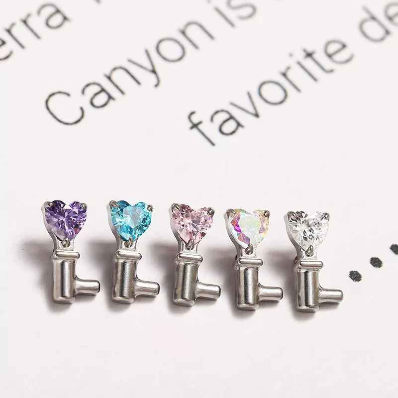 Geometric earrings with zircon, changeable accessories, piercing, DIY