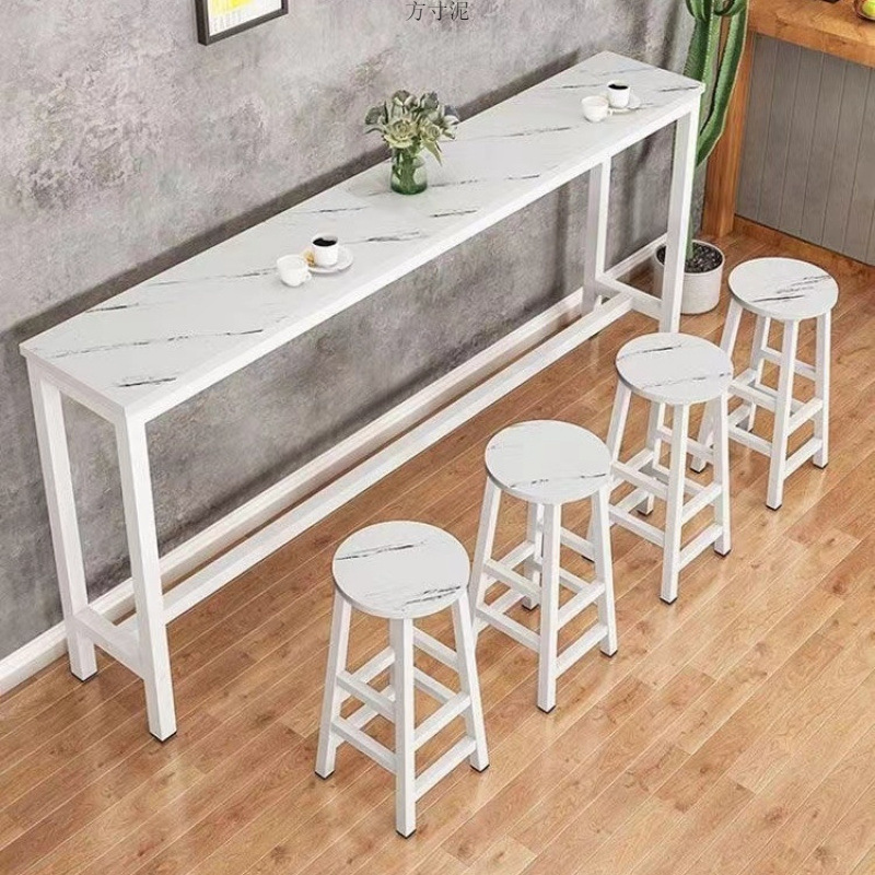 Wall Bar Table High Table Simple Home Living Room Balcony Small Bar Long Table Milk Tea Shop Table and Chair Group Wholesale