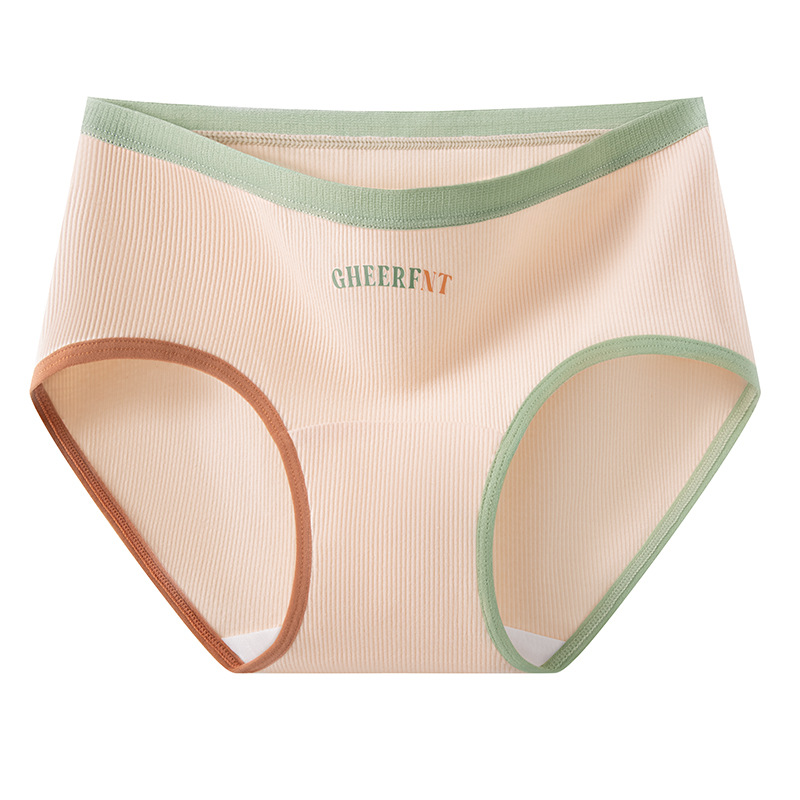 2024 nuevo estilo de algodón de grado 9A antibacteriano, largo y ensanchado, entrepierna, color de contraste, ropa interior de algodón de cintura media para niñas retro americanas
