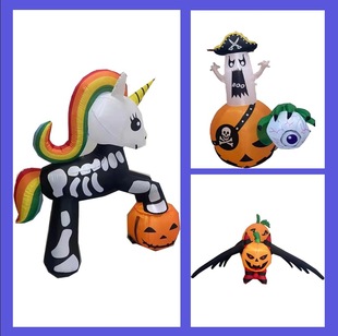Dinosaur Pumpkin Ghost Face Inflatable Suit Halloween Stage Model Ornament Cosplay Tyrannosaurus Rex Doll Wholesale