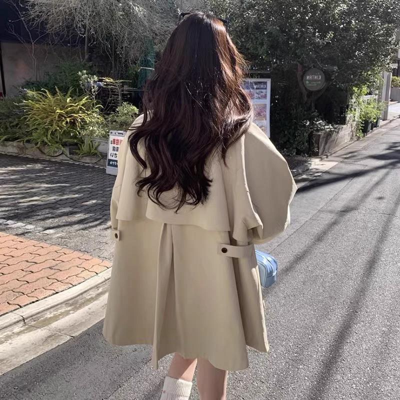 韩国chic秋季新款复古英伦风立领设计感小众宽松长袖风衣外套女