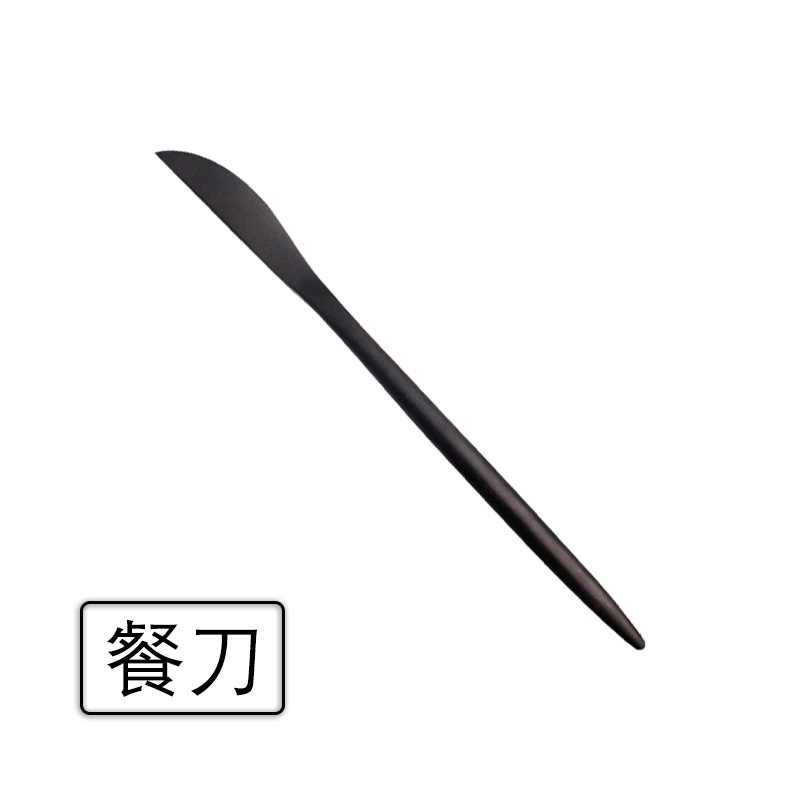 304 de acero inoxidable vajilla portuguesa cuchillo, tenedor y cuchara de cuatro piezas chapada en oro cuchara Nordic comida occidental traje de filete de oro negro