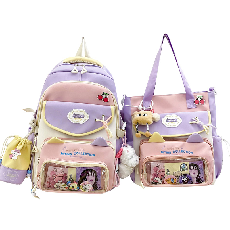 Mochila de tres piezas de estilo nuevo al por mayor para estudiantes de primaria y secundaria, mochila escolar de alto valor y gran capacidad, mochila de viaje de ocio simple