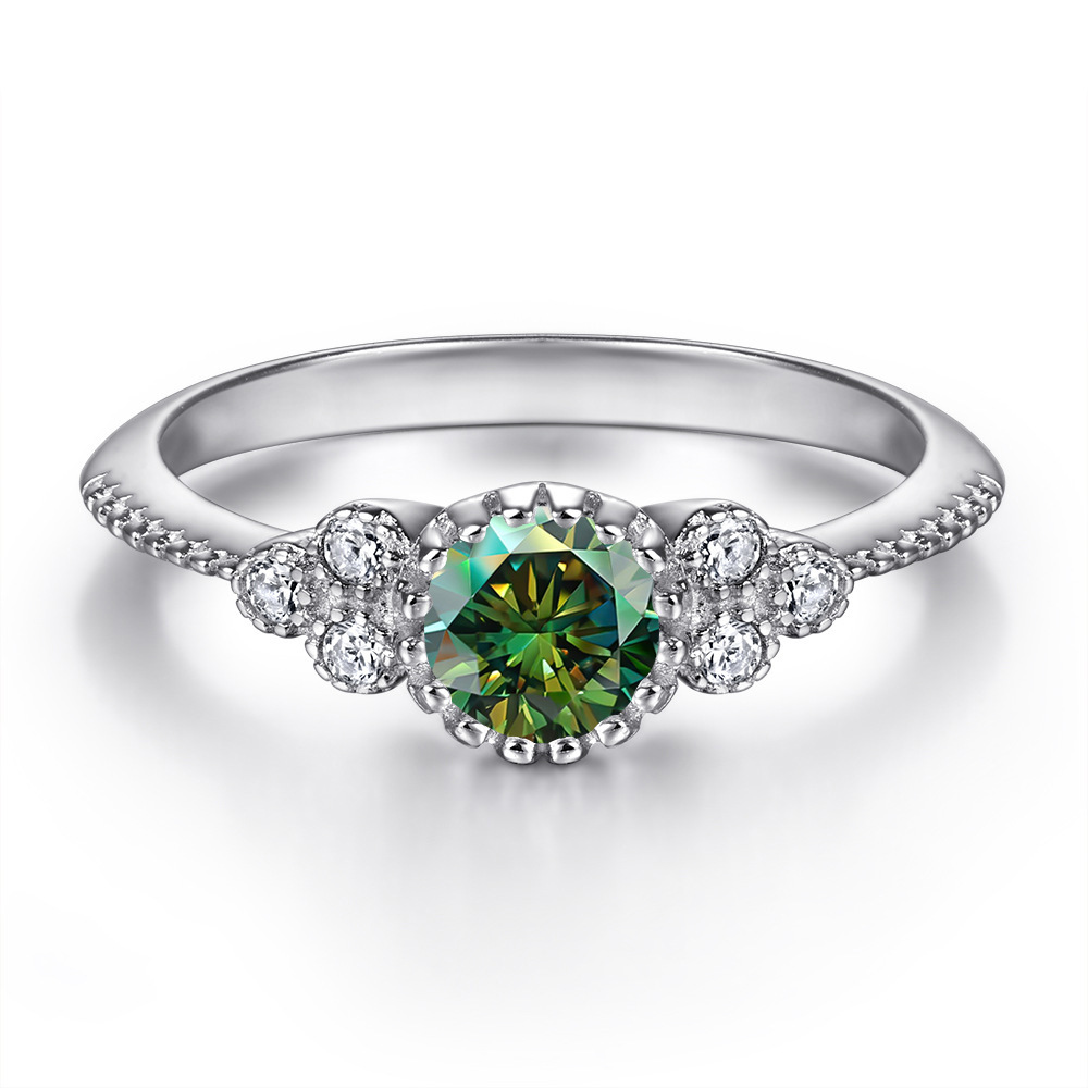 Anillo de plata esterlina s925 in color moissanita índice anillo de mujer amazon 0.5 quilates anillo de diamantes fabricantes al por mayor