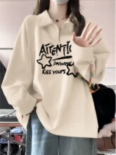 青少年长袖领拉链卫衣少女大童秋秋加厚初中高中学生宽松上衣