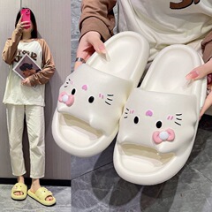 アンチスキッド漫画子猫かわいい屋内夏レディーススリッパホームソフト底女の子夏
