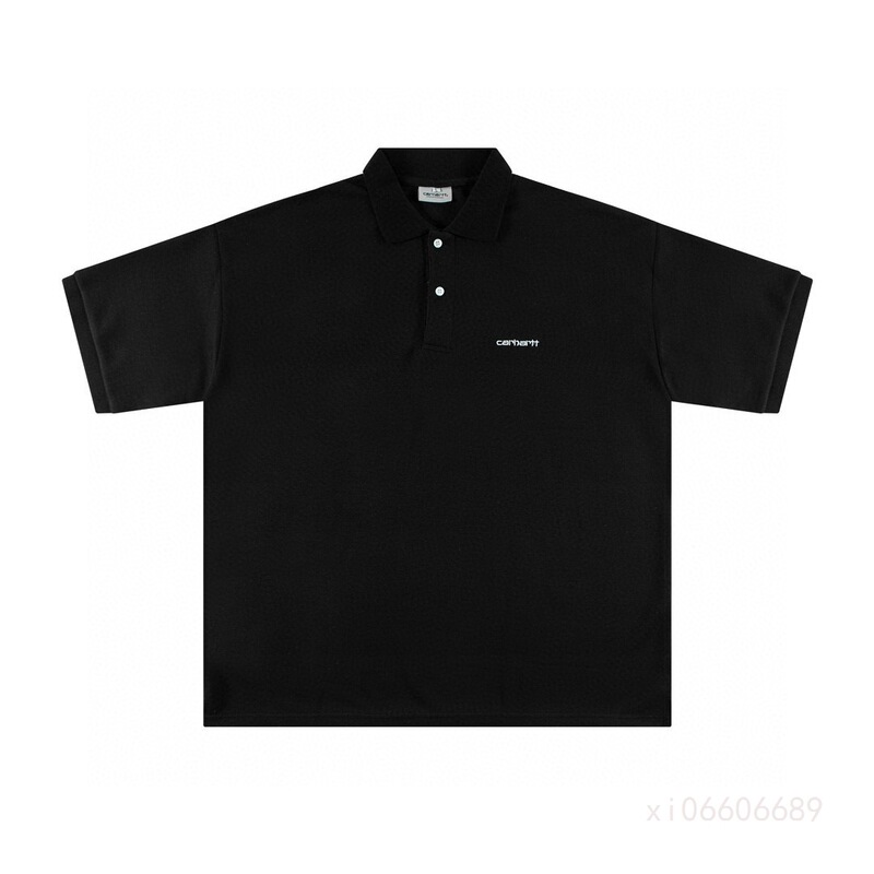 High Version 300g Carhartt Polo Shirt Lapel Classic Letter Embroider Round Neck Versatile Short-Sleeved Men