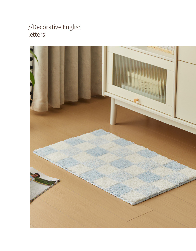 Checkerboard Bath Mat Non-slip Absorbent Washroom Rug For Home_voghion.com