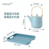Iceland pot+wooden tray-smog blue