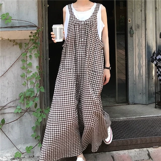现货夏季宽松阔腿裤子春2026新款学生背带裤女高腰九分裤