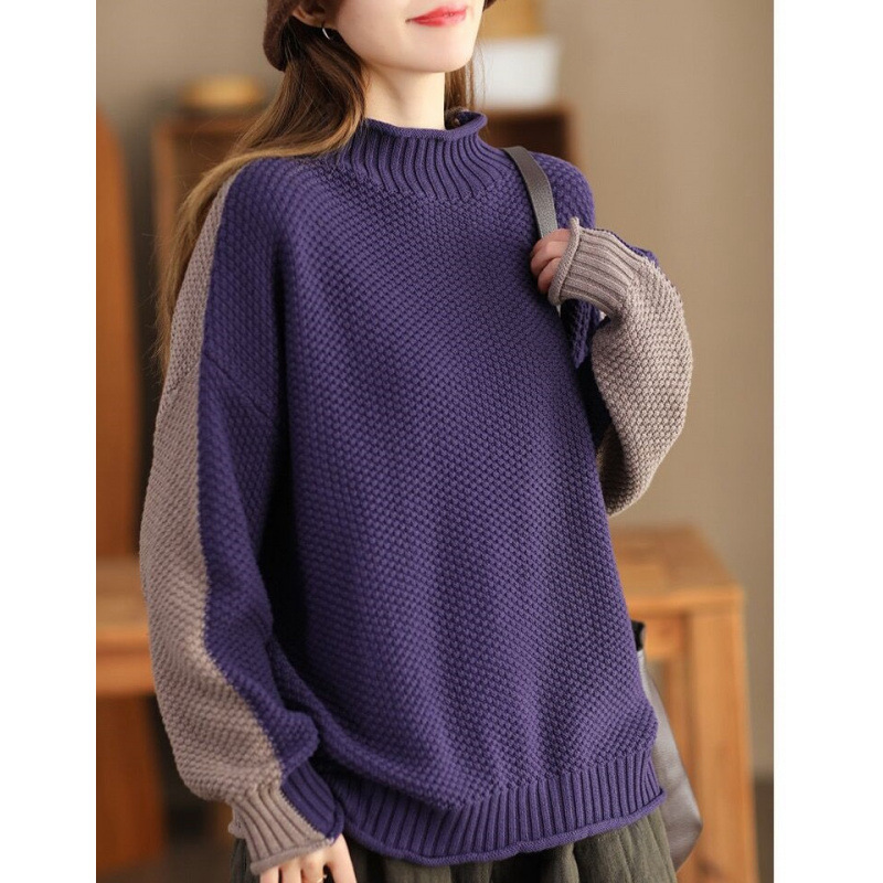 Demi-season retro knitted fashionable sweater