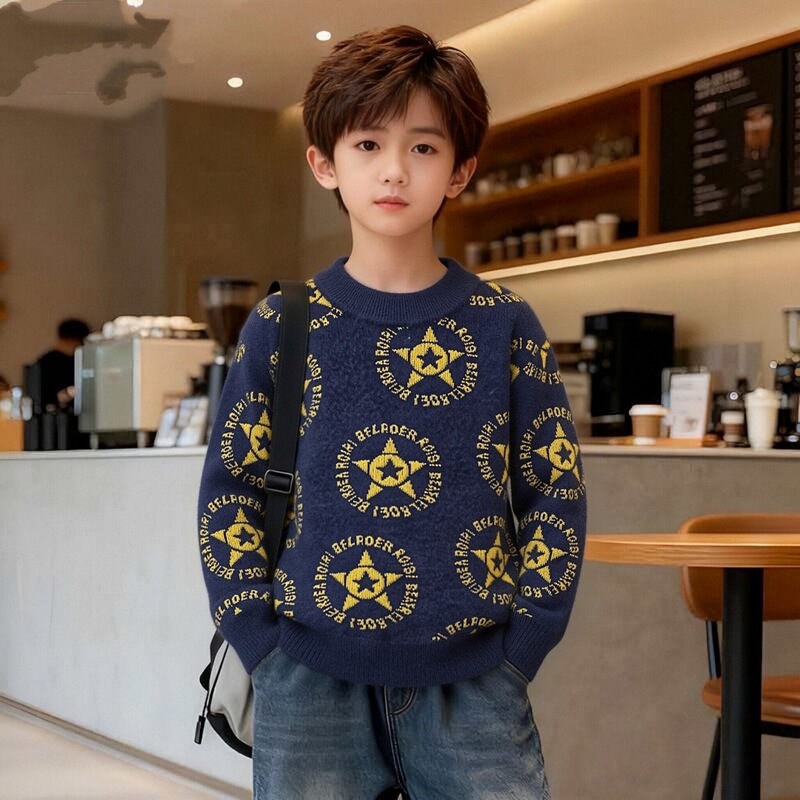 Imitation Mink Korean Style Loose Children's Sweater 2026 Autumn and Winter New Pullover Thickened Knitted Stylish Boys' Sweater Imitation Mink Korean Style Loose Children's Sweater 2026 Autumn and Winter New Pullover Thickened Knitted Stylish Boys' Sweater