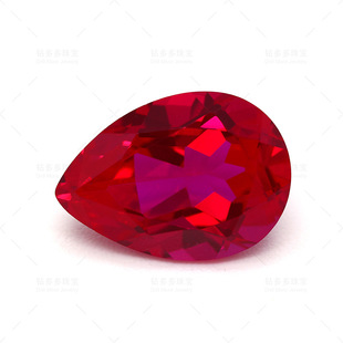 Wuzhou Artificial Ruby Laboratory Regeneration and Cultivation of Caibao Big Carat Pear-Shaped Pigeon Blood Red Jewelry