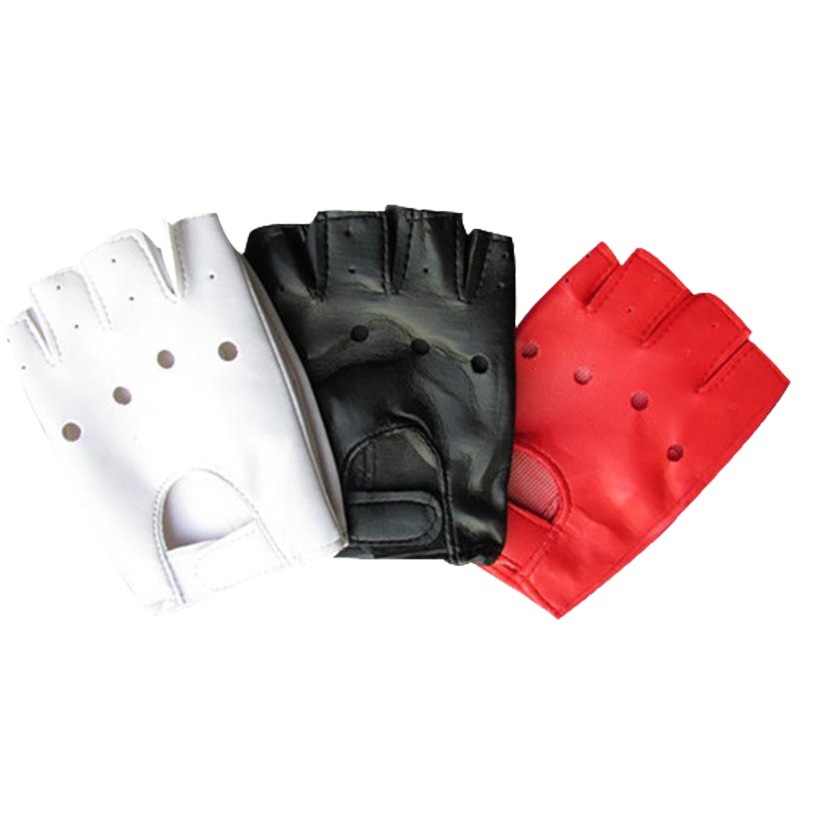 Children's Leather Gloves White Children Children's Half-Finger Excerpts Stage Performance Gloves Street Dance Break Dance Gloves