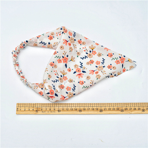 2341 new flower pastoral style headscarf cross-border women's elastic band elastic triangle scarf versatile headband three states