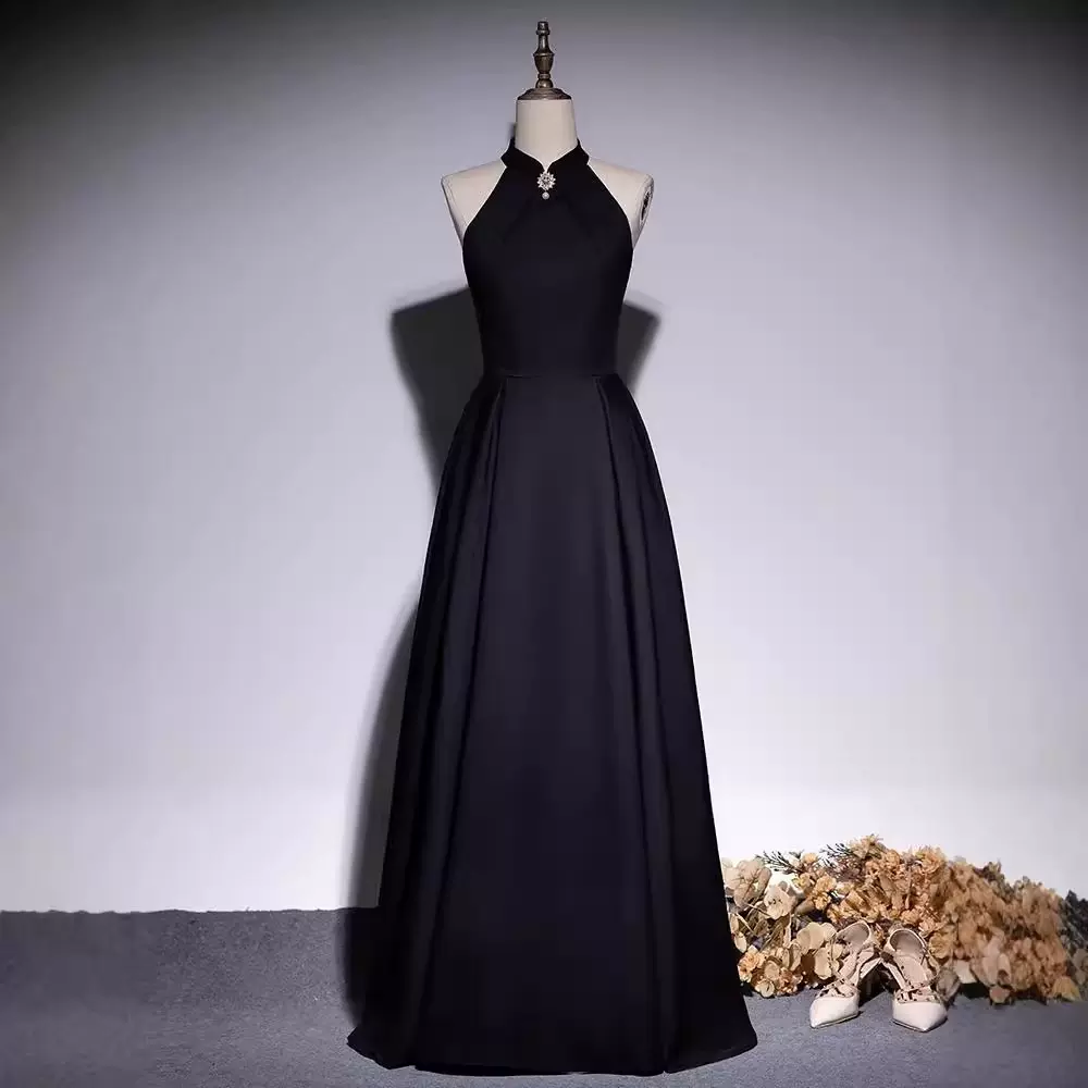 黑色晚礼服女2026新款法式高级感成人钢琴表演大提琴独奏演出毕业