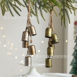 Cross-Border Retro Christmas Bell Christmas Bell Pendant Creative Christmas Ornaments Door Hanging Wall Hanging Decorative Scene Accessories