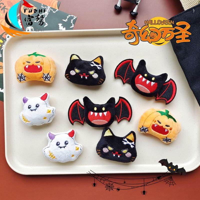 原创卡通万圣节公仔搞怪毛绒蝙蝠南瓜黑猫diy胸针配饰节日小玩偶|undefined