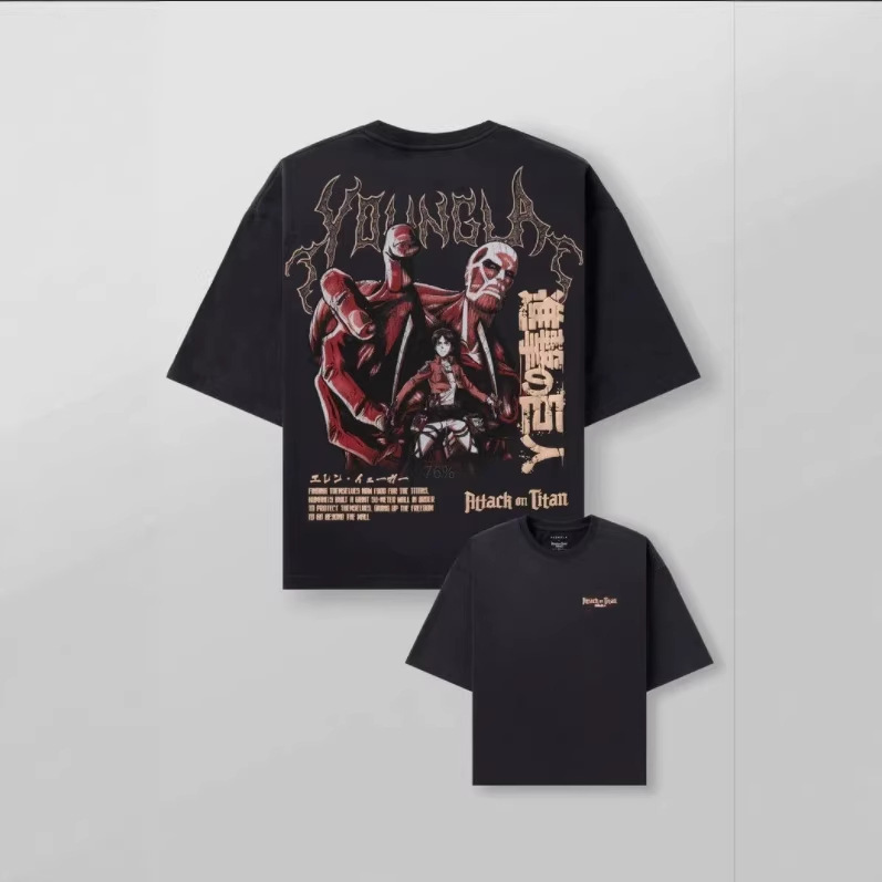 American-Style Youngla Collaboration Anime Oversized T-Shirt for Joggers, Gym Sports, Loose Cotton Casual Short-Sleeve American-Style Youngla Collaboration Anime Oversized T-Shirt for Joggers, Gym Sports, Loose Cotton Casual Short-Sleeve