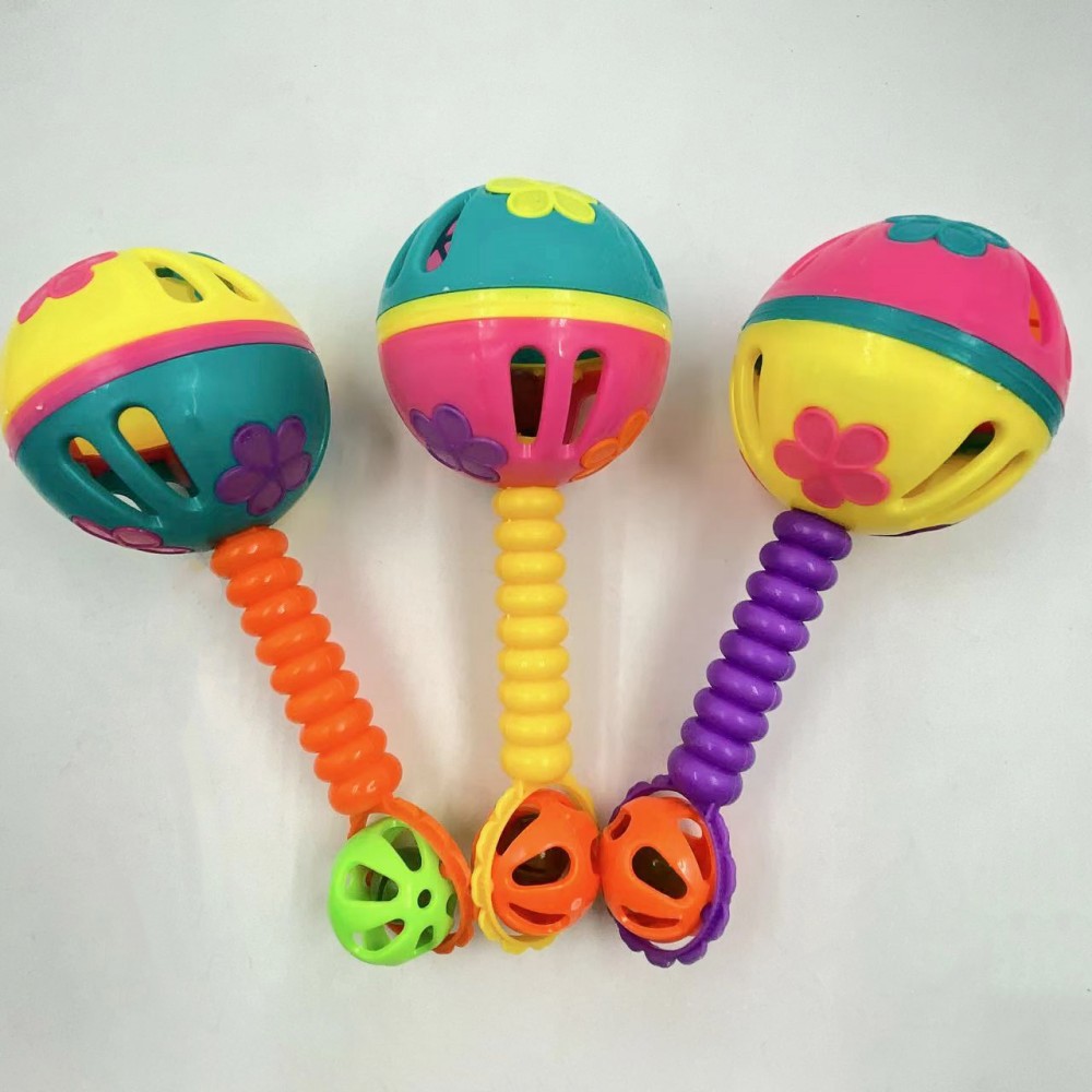 Venta al por mayor juguetes de bebé para niños colorido sonajero de mano gran ola Bola de tambor de plástico para niños lote de tiendas departamentales