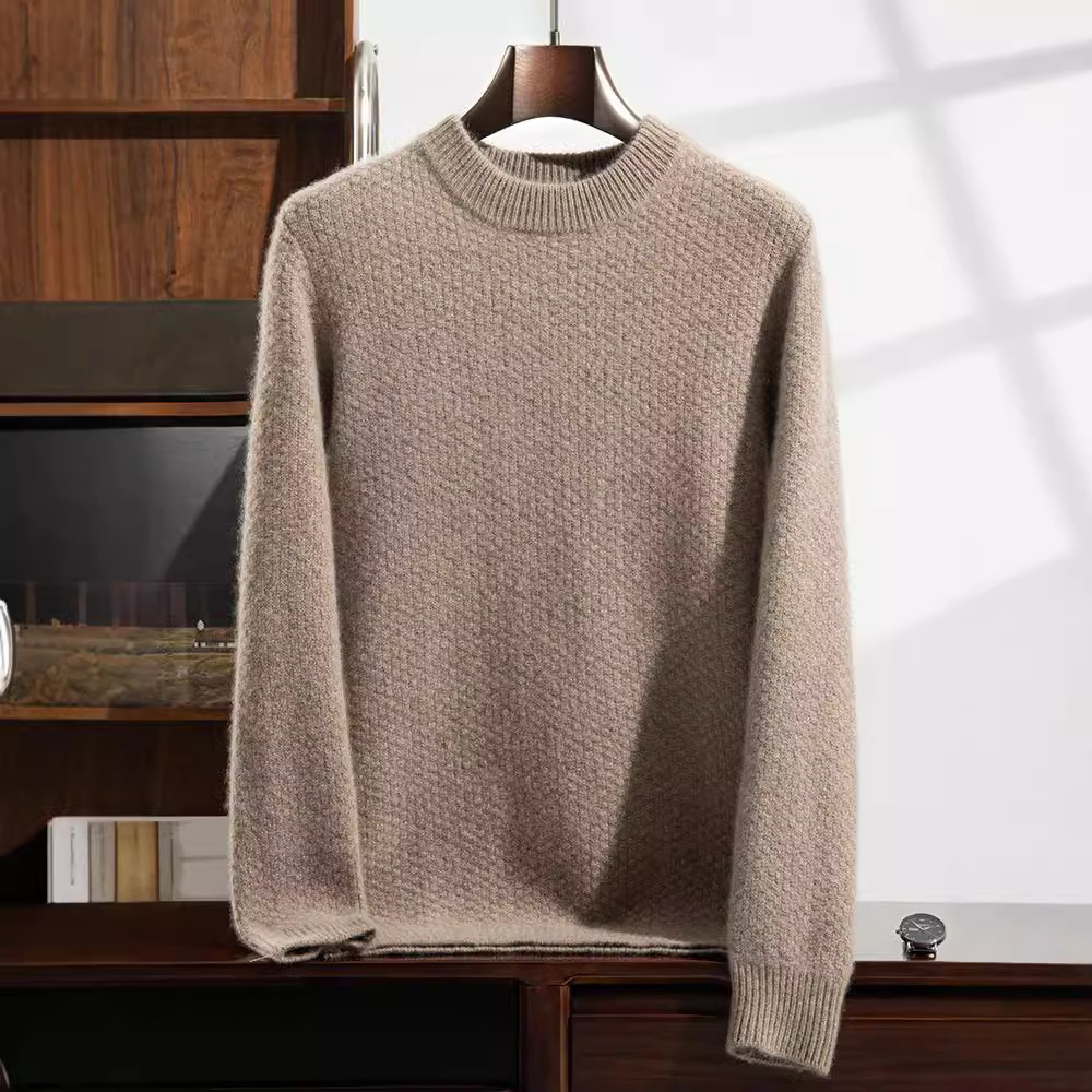 Cashmere solid color knitted base body-friendly sweater with a round…