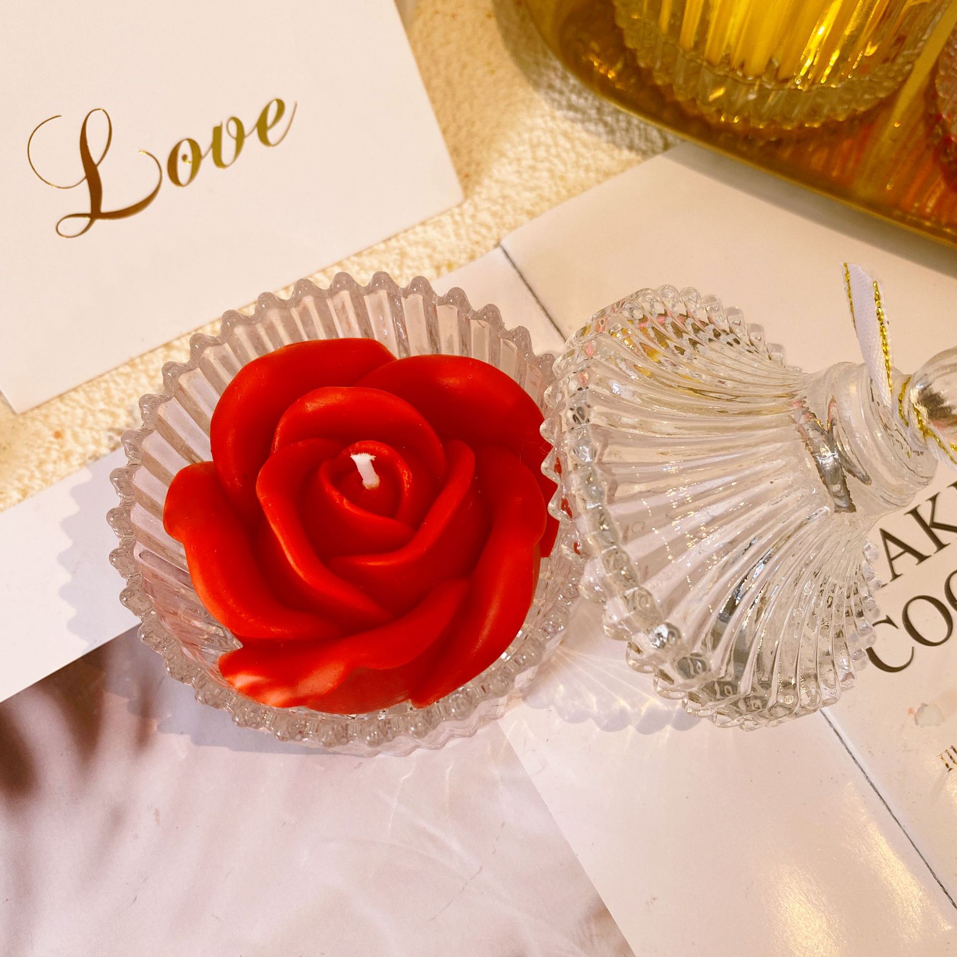 Diosa Madre Día de San Valentín Rosa vela creativa romántica caliente aromaterapia cristal lindo regalo para los amigos nicho