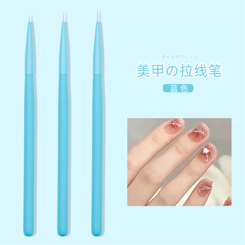 Nuevo estilo de arte de uñas transfronterizo 3 piezas de macarons color madera nail manicura trailer lápiz de dibujo de hilo de gancho de arte de uñas japonés bolígrafo de dibujo