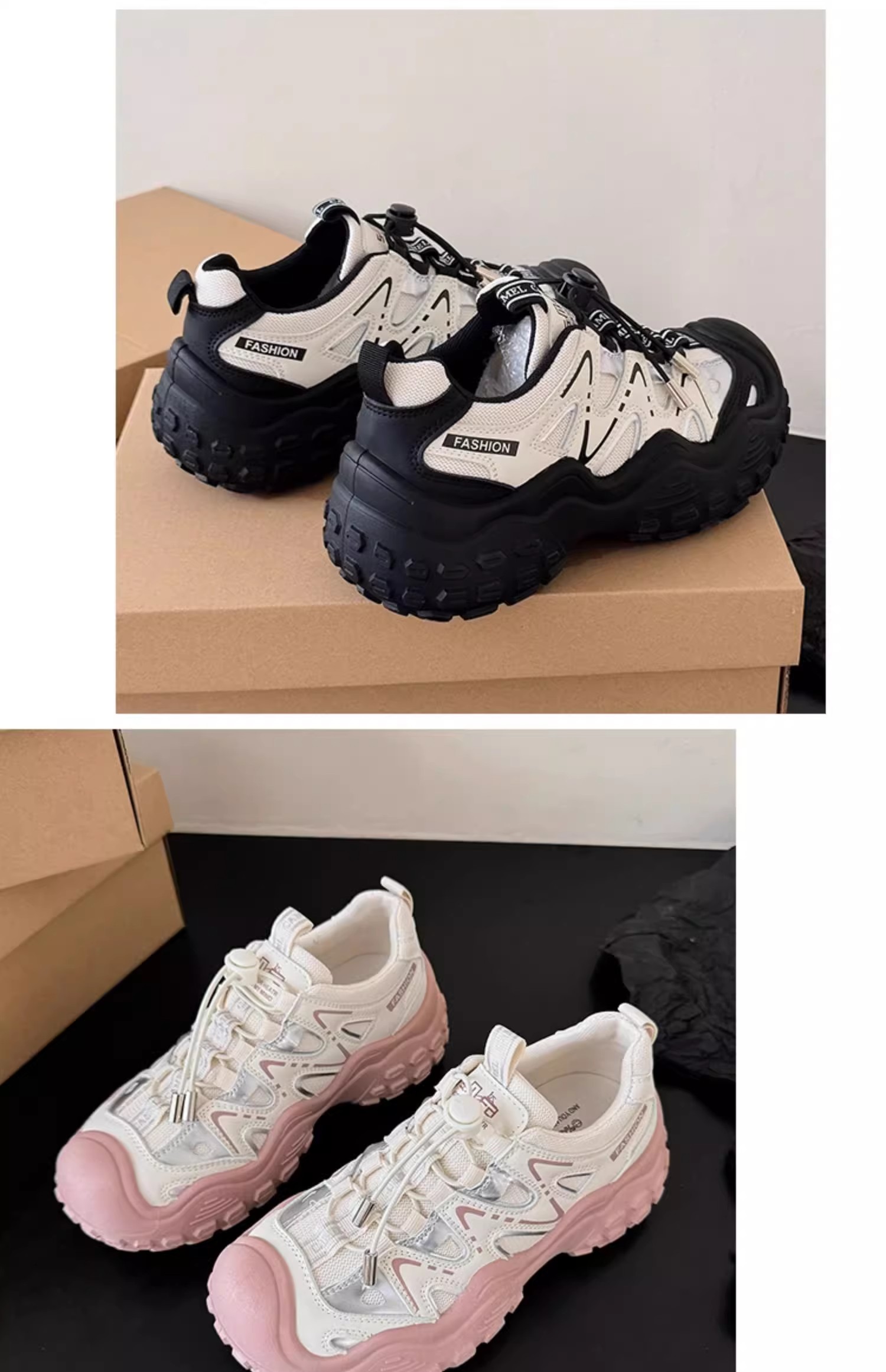 Modele noi de încălțăminte pentru femei cu tocuri cu platformă și talpă groasă care sporesc înălțimea și pantofi cu șireturi pentru mărimi mari_voghion.com