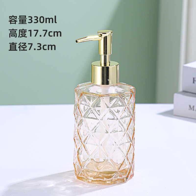 便利に分装した美しい押出式ポンプヘッド330ml手洗い液瓶電気めっきポンプヘッド有色ガラス手洗い液瓶|undefined