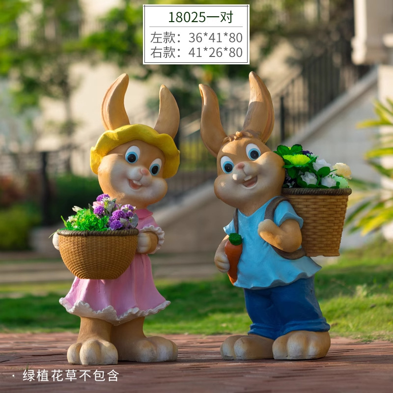 工場直販 ガーデン 庭園 クリエイティブ レジン工芸 漫画風彫刻 多肉植物装飾 庭園芸 ウサギの置物|undefined