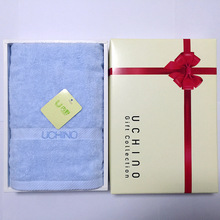 日本内野UCHINO素色绣字单条装礼盒国庆节礼物纯棉面巾礼品毛巾