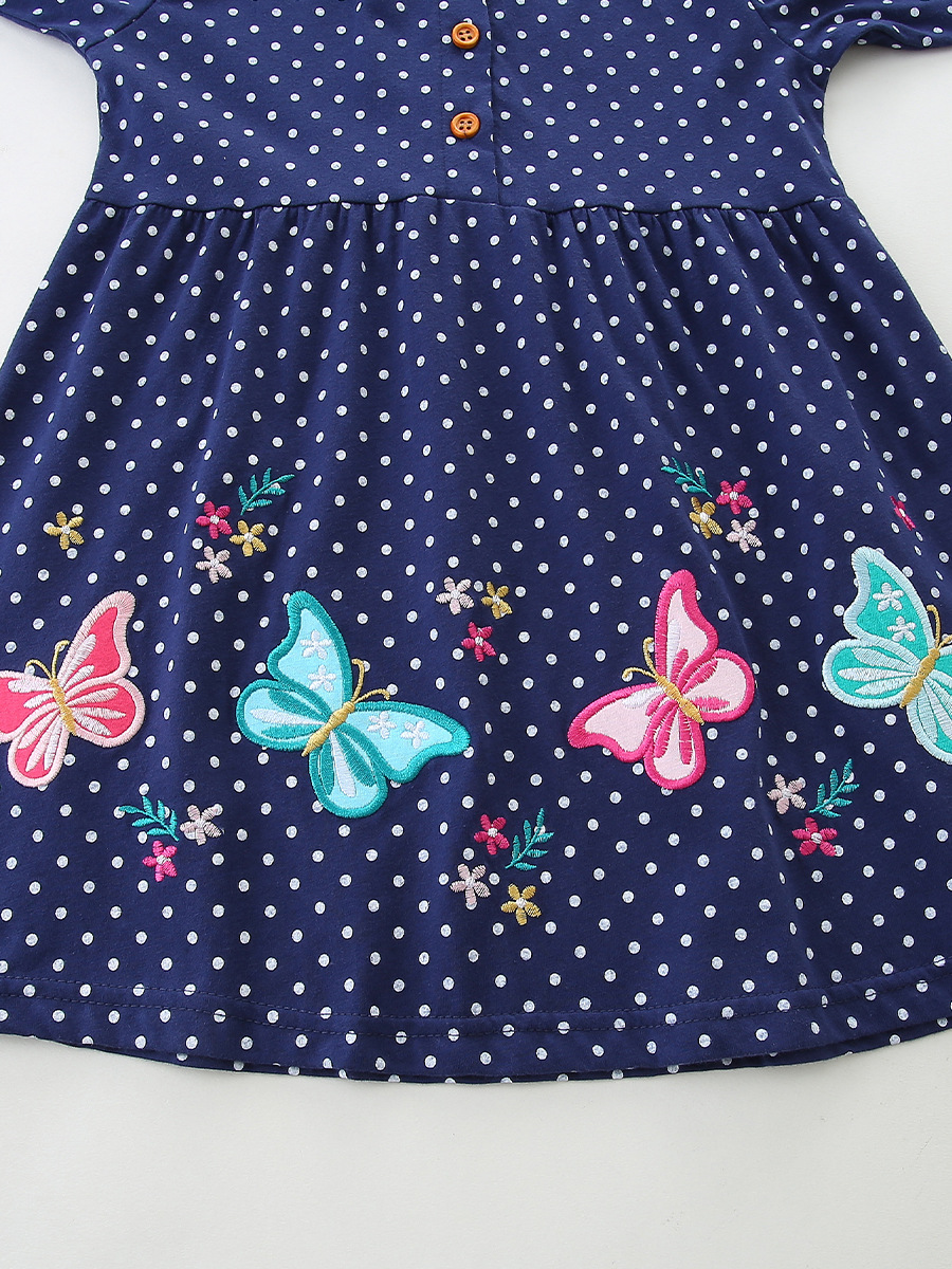 25 nuevos vestidos de otoño para niños, vestidos de princesa para niñas de moda de estilo europeo y americano, lindos vestidos de niños bordados de mariposa, en nombre del cabello