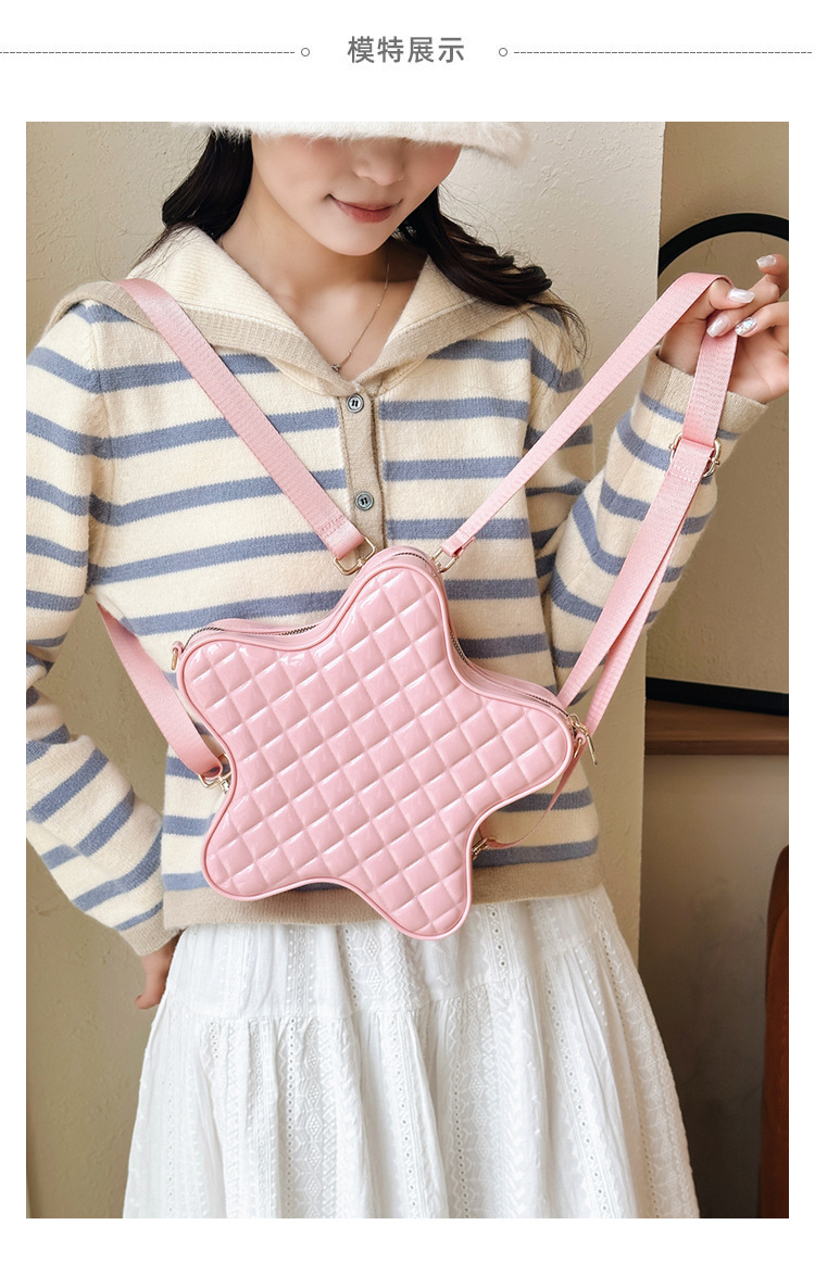 2025 New style fashionable star Backpack, diamond-shaped PVC jelly bag, fresh and sweet campus ladies' backpack Specification drawing