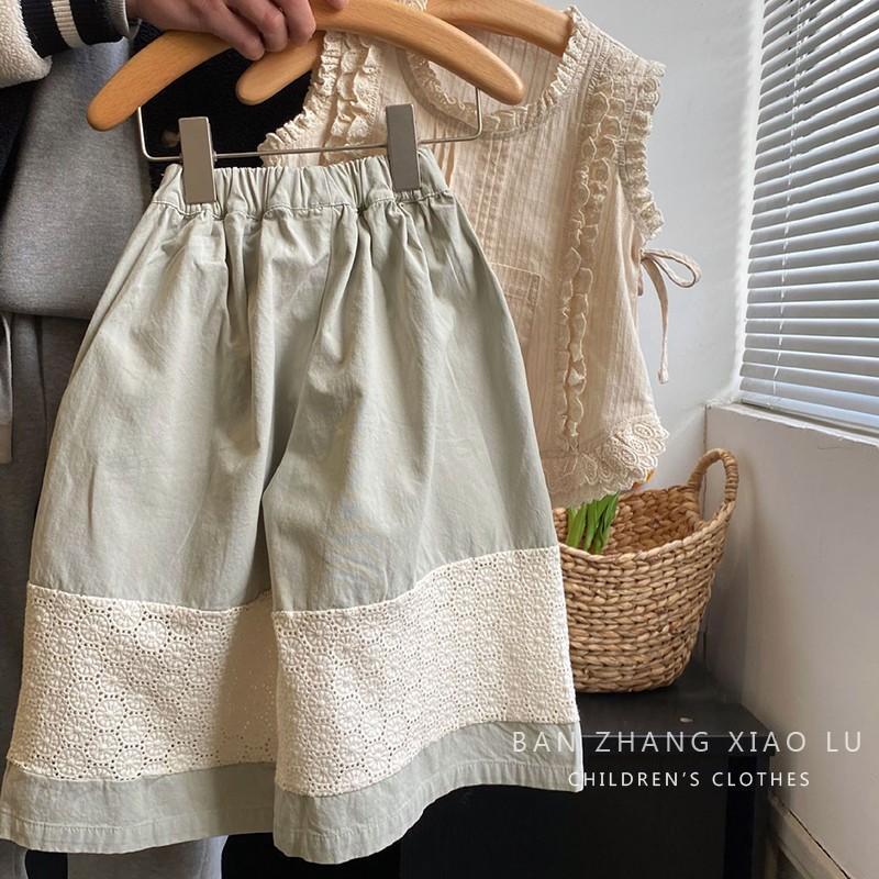 女の子の森刺繍レースベストシャツ韓国風子供服 2024 夏の新スタイルノースリーブ薄手スーツトレンディ|undefined