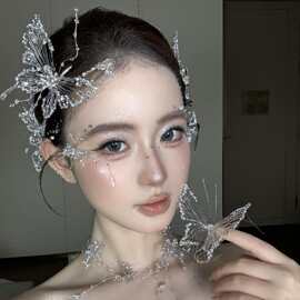 高级氛围感超仙3D手作新款发夹蝴蝶套装减龄轻奢头饰礼服婚纱配饰