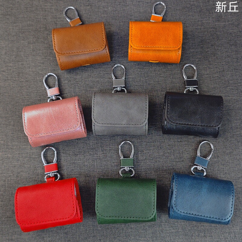 Factory Direct Sales Hooked Leather-Textured Earphone Case Suitable for AirPods Xinqiu Earphone Protective Case in Stock