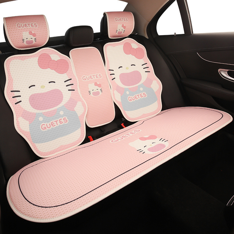 Car Rear Center Armrest Box Pad, Universal Cartoon Hello Kitty Backrest Pad, Polyester, Easy to Clean, Multiple Colors Available