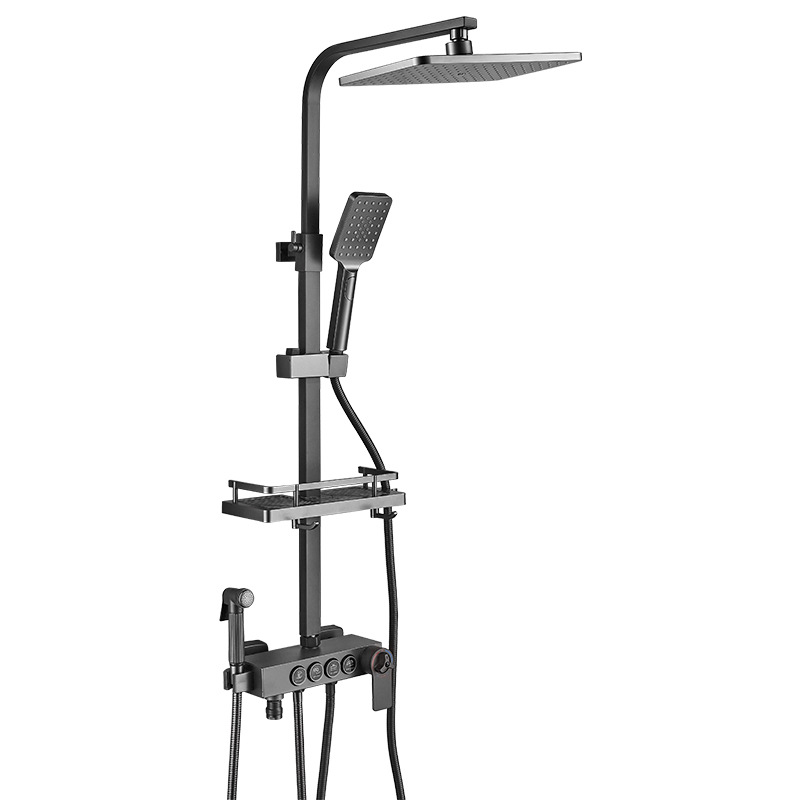 Baño de acero inoxidable, ducha de temperatura constante para el hogar, juego de ducha, pistola, ducha de ducha de ducha de baño de refuerzo gris