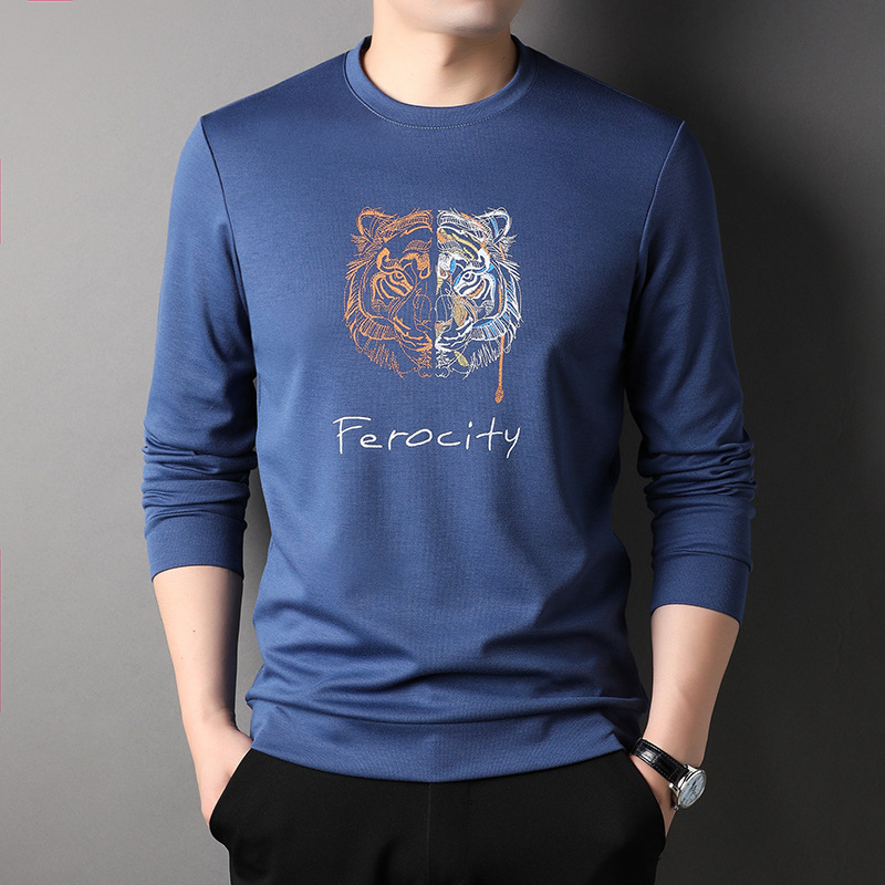 2023 Spring New Men's Sweater Casual Round Neck Cotton Long Sleeve_viptrois.com