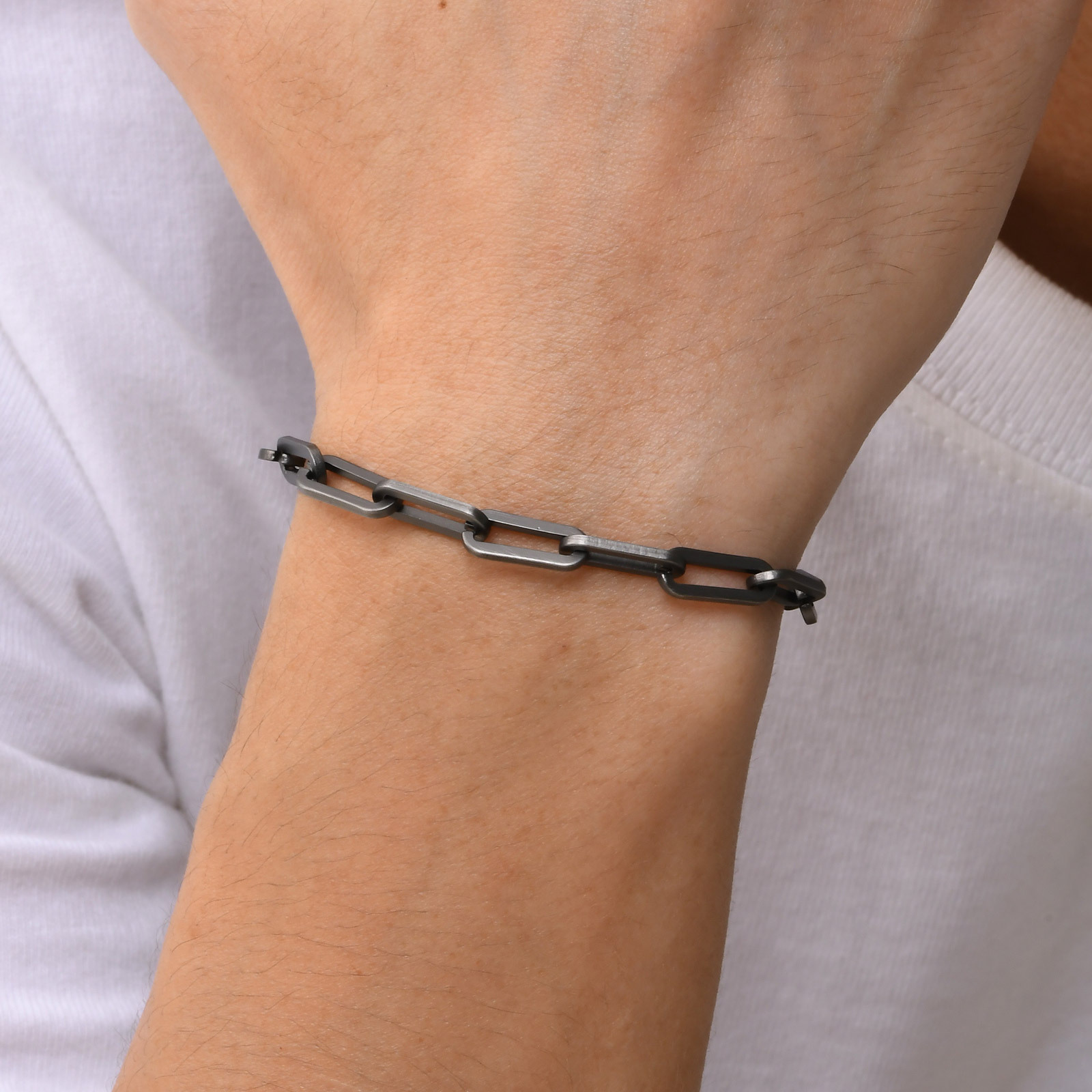 11g Weight Chain Bracelet Classification Titanium Steel Chain Material Paperclip Chain Chain Type Daily Occasion Titanium Steel Material Geometric Pattern All Seasons Season Men's Gender Polishing Design Simple Style Style Simple Style Geometric Titanium Steel Polishing Men's Chain Bracelet Men's Chain Bracelets 18