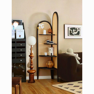 Solid Wood Corner Shelf Corner Cabinet Triangle Cabinet Wall Living Room Bedroom Balcony Storage Bookshelf Flower Shelf Chinese Retro