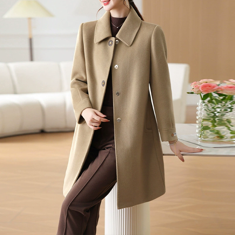 Hefu среднего и пожилого женского осеннего и зимнего шерстяного твидного пальто 2024 нового темперамента