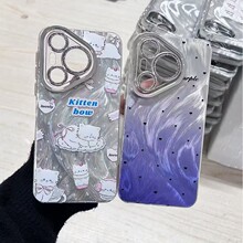 精孔羽纱适用华为mate70卡通闪粉手机壳荣耀400自带镜头膜p80电镀