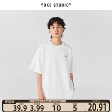 YOKE STUDIO 夏季新款白色圆领短袖T恤男日系16织230g宽松上衣无