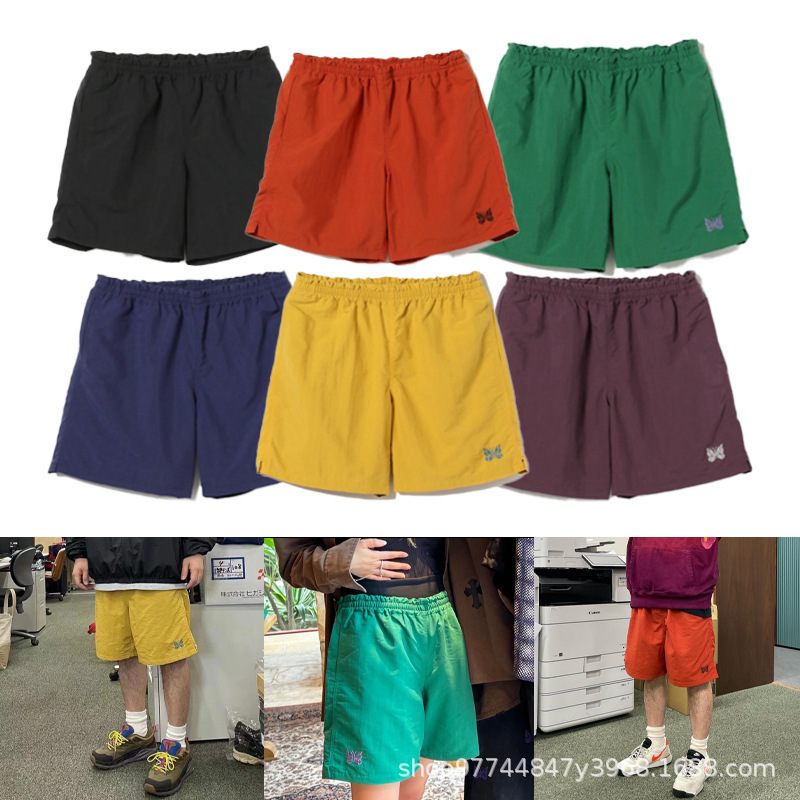 NEEDLES BEAMS Joint Butterfly Embroidered Shorts Quick-drying cityboy Loose Casual Beach Pants Men's Trendy NEEDLES BEAMS Joint Butterfly Embroidered Shorts Quick-drying cityboy Loose Casual Beach Pants Men's Trendy